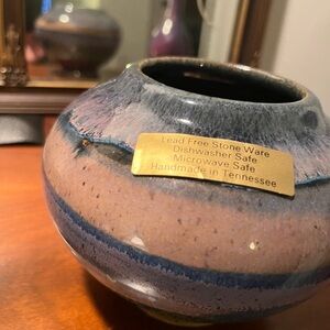 Handmade Stoneware Vase - Blue and Brown